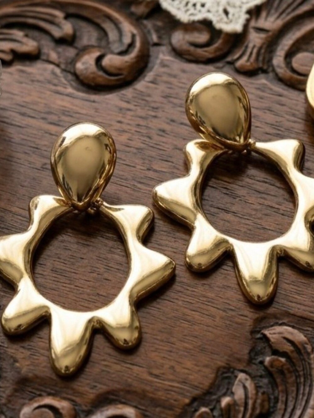 Gold Tone Sunburst Drop